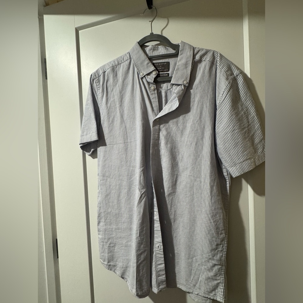 Primark Navy and White Cotton Shirt